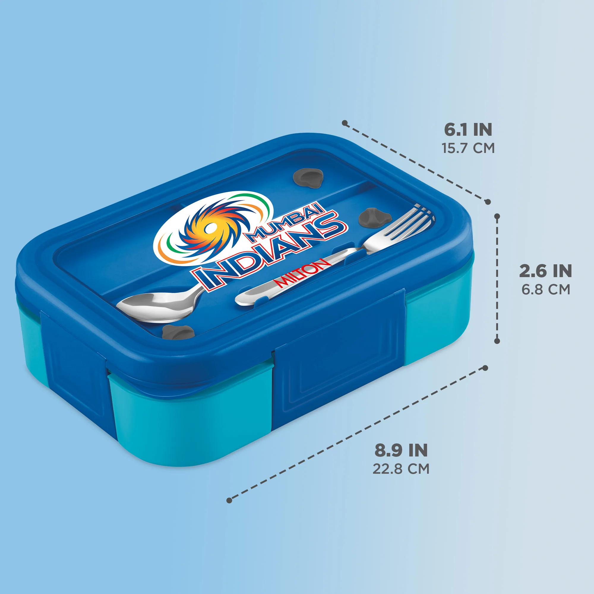 Sports Ethan 3 UV Printing Steel Thermoware Lunchbox - Mumbai Indians (MI) - Milton - Image 3