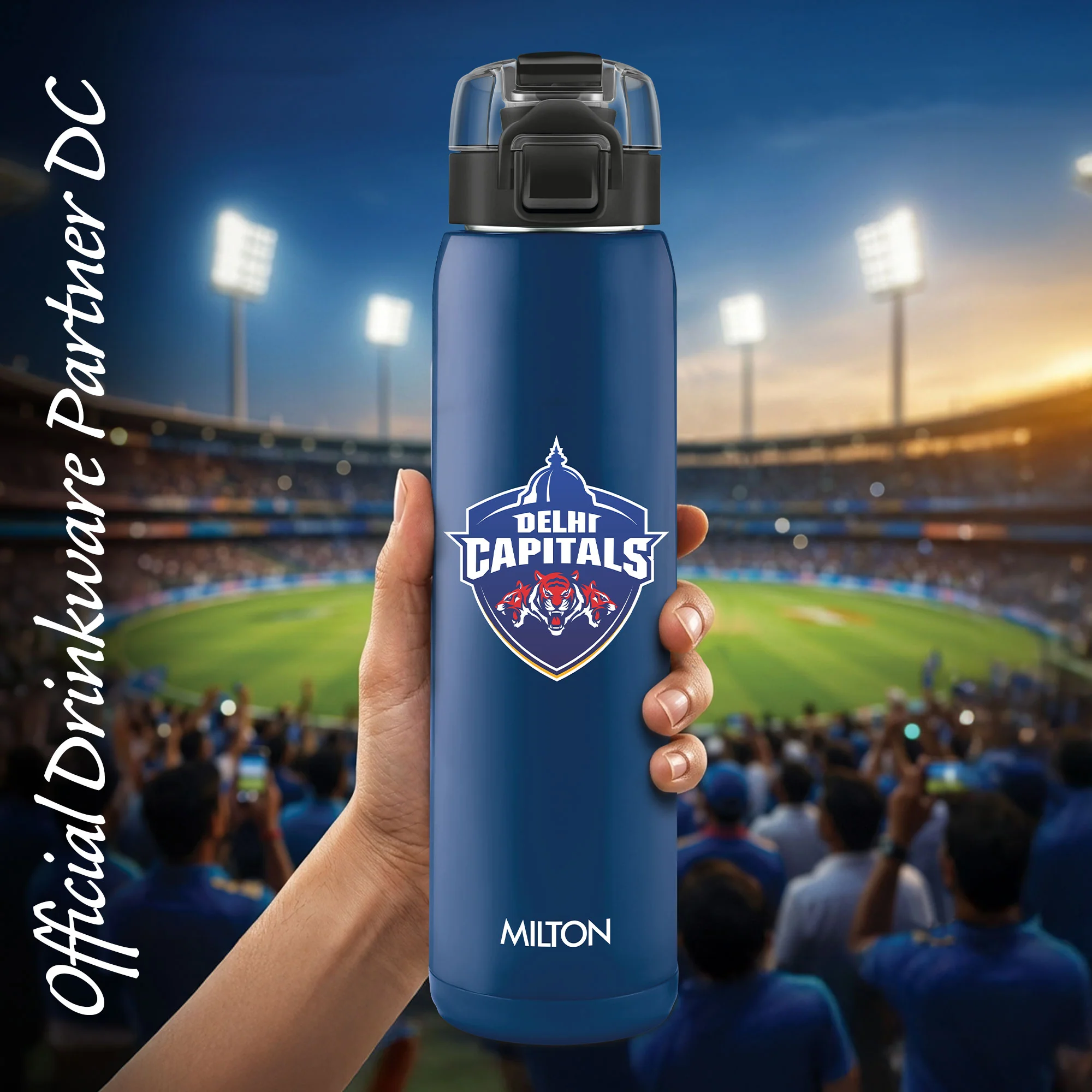 Sports Steel Edge UV Printing Thermoware Bottle With Twin Lid - Delhi Capitals (DC) - Milton - Image 14