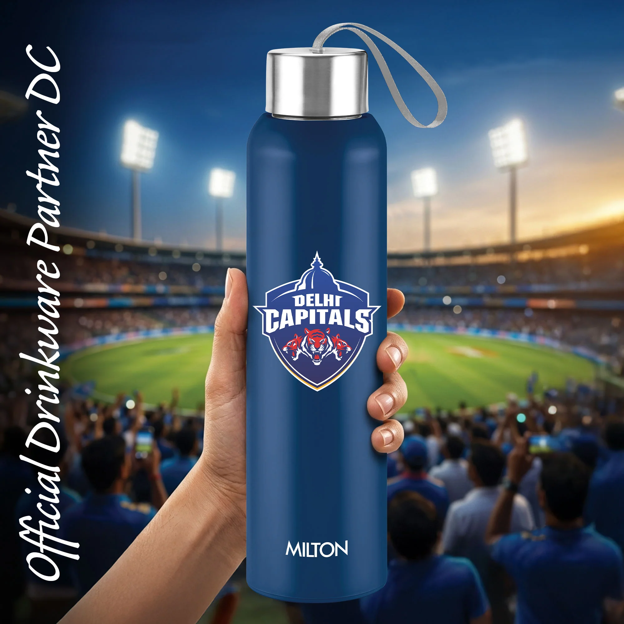 Sports Steel Halo UV Printing Water Bottle - Delhi Capitals (DC) - Milton - Image 18
